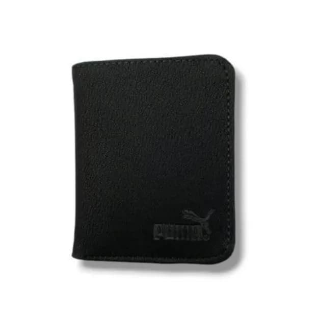 Men's Leather Tri-Fold Wallet Black Brown Grey
