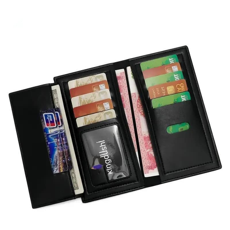 Men's Black Leather Bi-Fold Wallet with Logo