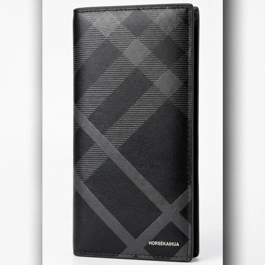 Men's Black Plaid Leather Wallet