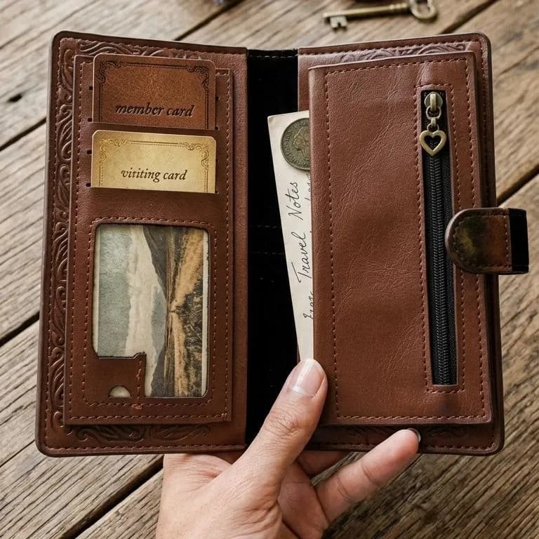 Men's Leather Wallet with GG Pattern & Red Stripe