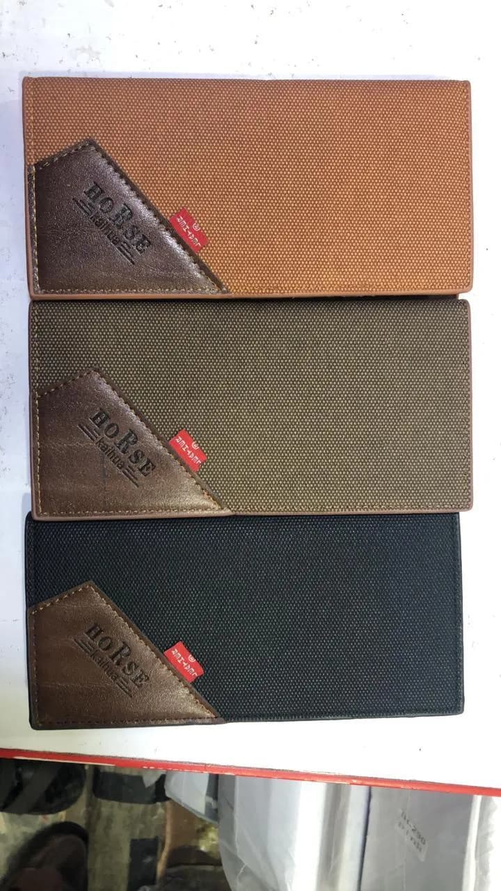 Men's Leather Tri-Fold Wallet Brown Green Black