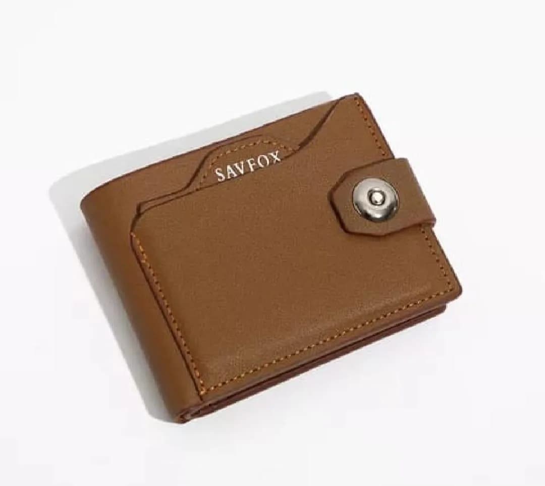 Men's Brown Leather Wallet with Metal Clasp