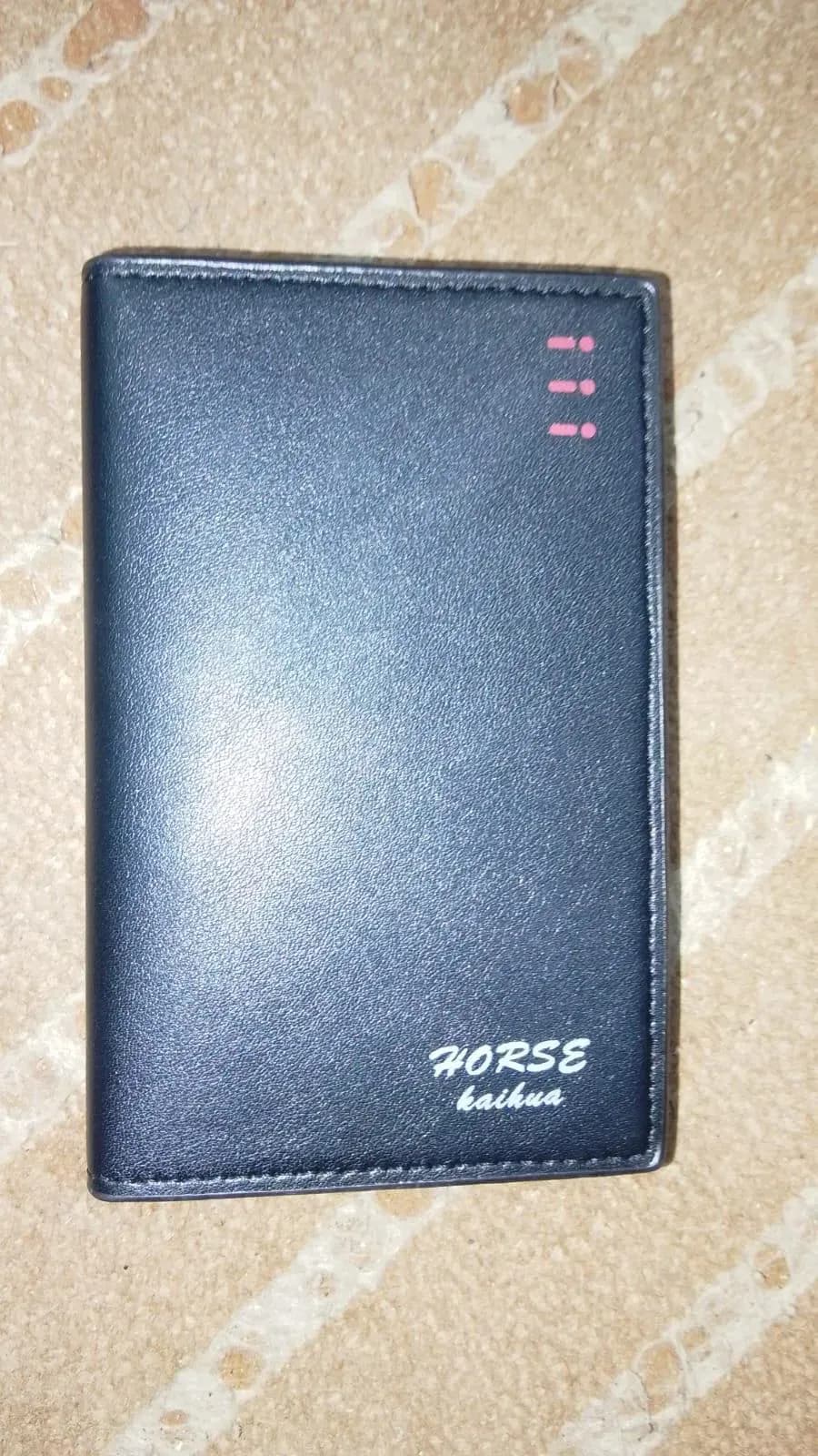 Men's Leather Wallet with Blue & Gold Stripe