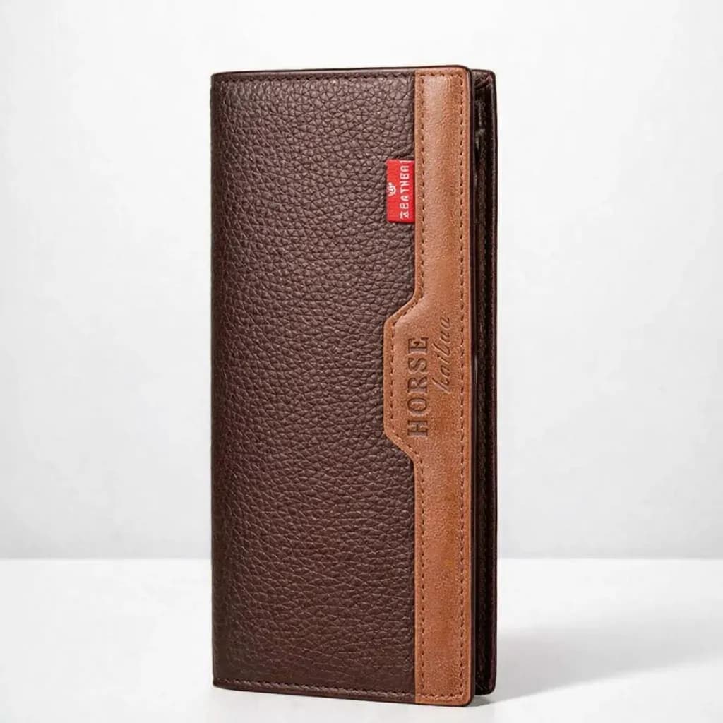 Men's Brown Leather Bi-Fold Wallet with Card Slot