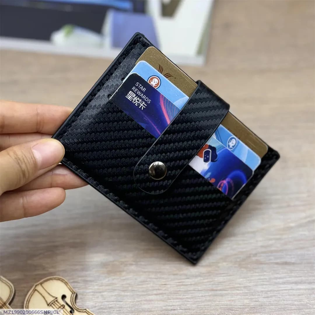 Men's Black Leather RFID Wallet with 6 Card Slots