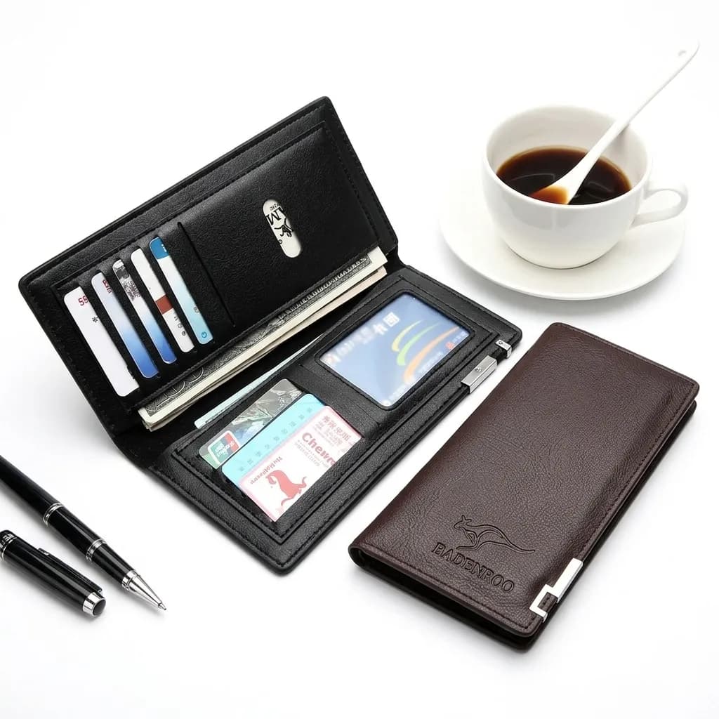 Imported Long Fold Leather Wallet Men's PU Leather Wallet