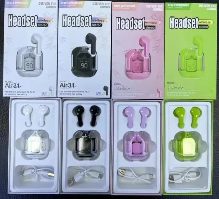 Wireless Air34 Black Earbuds with Fast Charge & Digital Display