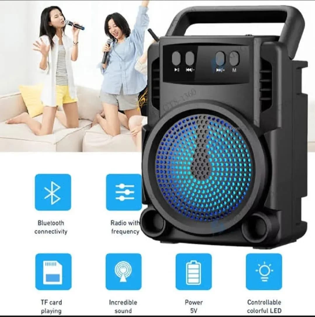 Bluetooth Speaker with FM Radio & 5 Card Slot Black