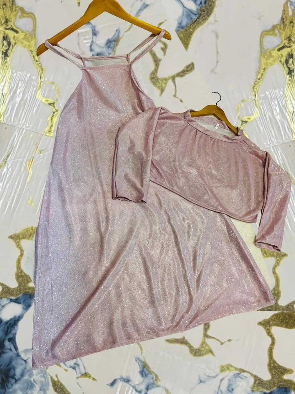 Moonlight Glitter Maxi Set Pink 2Pcs