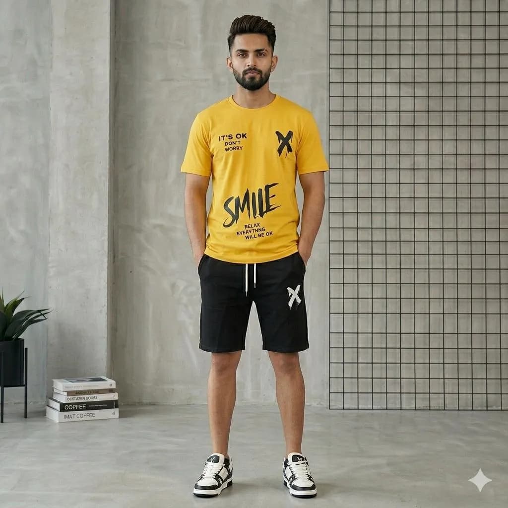 Men Printed Track Suit Yellow Black XL to XXL