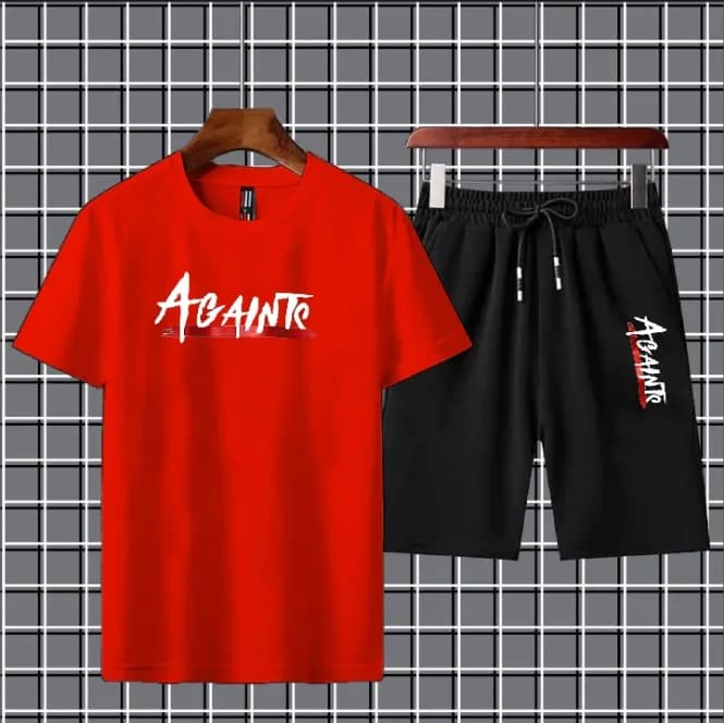 2 Pcs Men's Dri Fit Printed T-Shirt & Shorts Tracksuit
