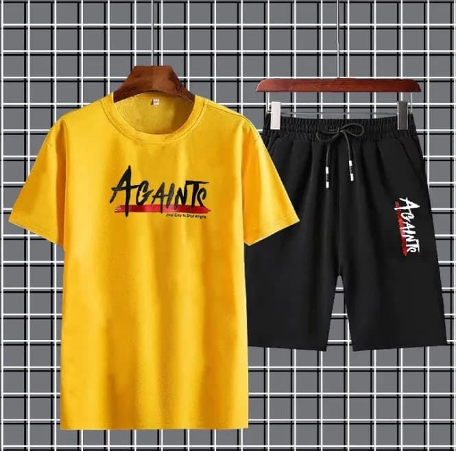 2 Pcs Men's Dri Fit Printed T-Shirt & Shorts Tracksuit
