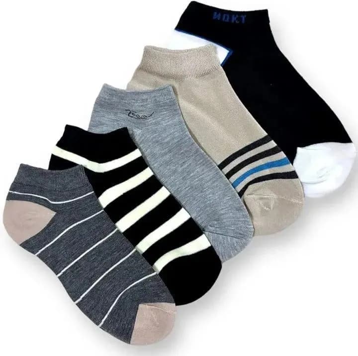 Men Cotton Striped Ankle Socks Multicolor Pack of 5