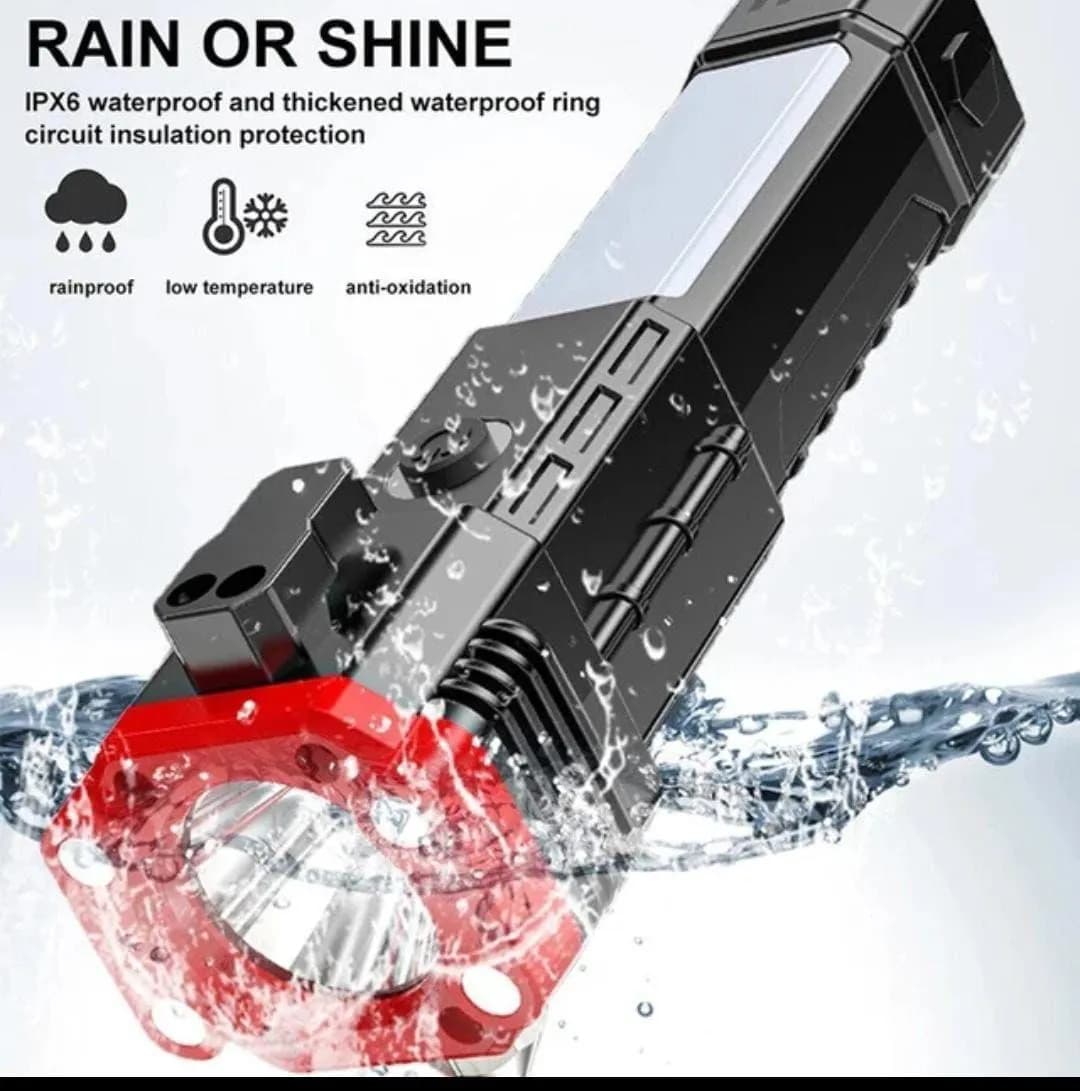 Rechargeable LED Torch Light Black Waterproof ABS 3cm