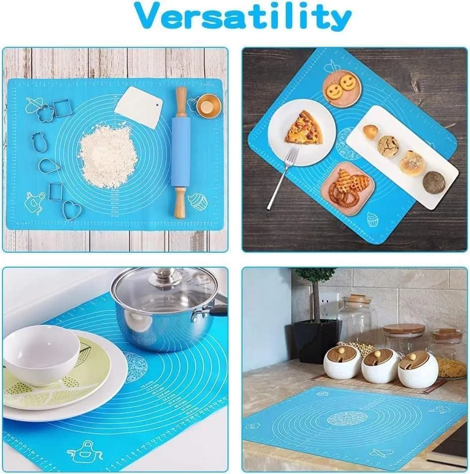 Blue Silicone Dough Mat for Baking & Cooking