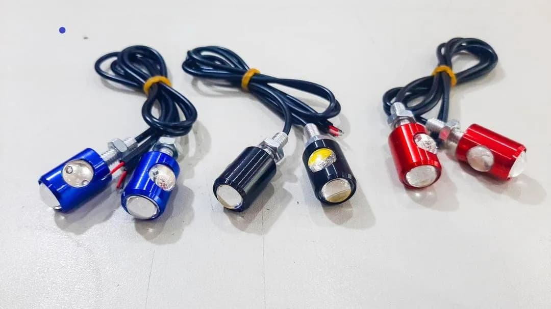 Premium Quality Bike Indicators Green Red Silver 10Pcs
