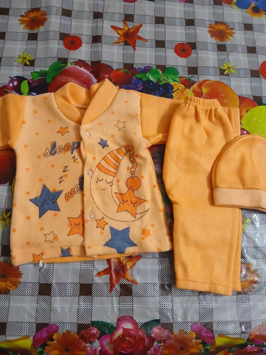 Orange Fleece Tracksuit for Baby 1-3 Months