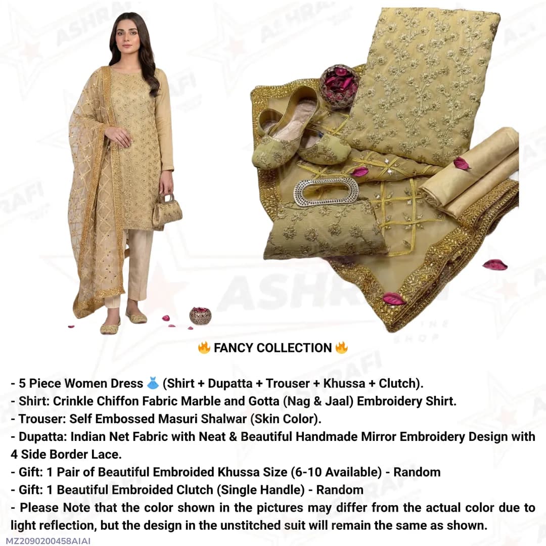 Premium Embroidered 5-Piece Women Suit Set for Eid & Weddings