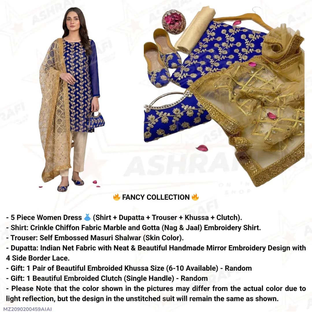 Premium Embroidered 5-Piece Women Suit Set for Eid & Weddings