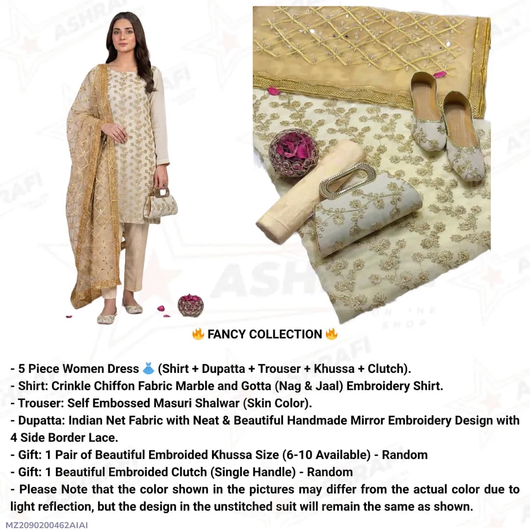 Premium Embroidered 5-Piece Women Suit Set for Eid & Weddings
