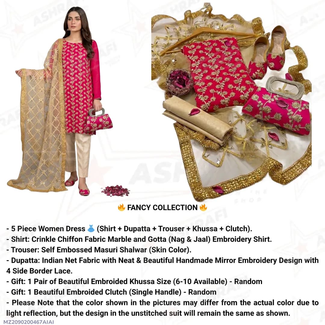 Premium 5-Piece Women’s Embroidered Suit Set for Eid & Weddings