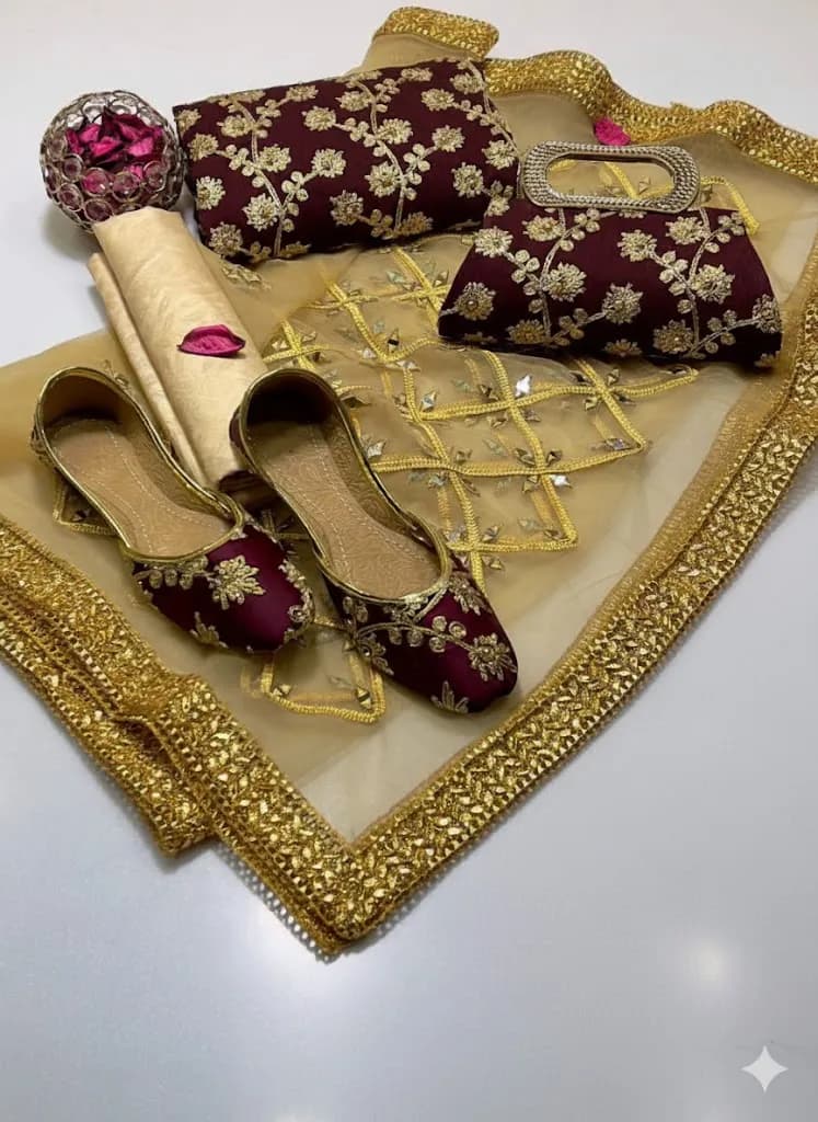 Premium Embroidered 5-Piece Women Suit Set for Eid & Weddings