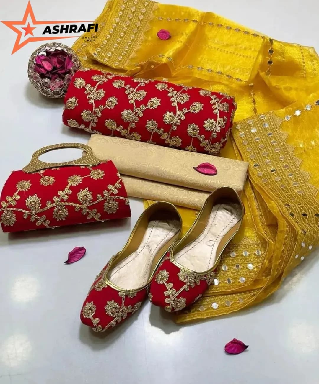 Fancy Collection 5-Piece Women Suit Embroidered Khussa & Clutch Set