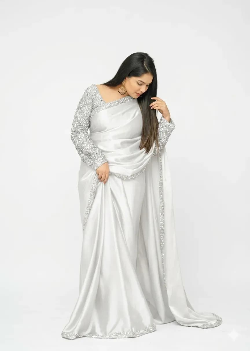 Shamoze Silk Sequence Saree Set 7 Yard Length 1 Meter Width