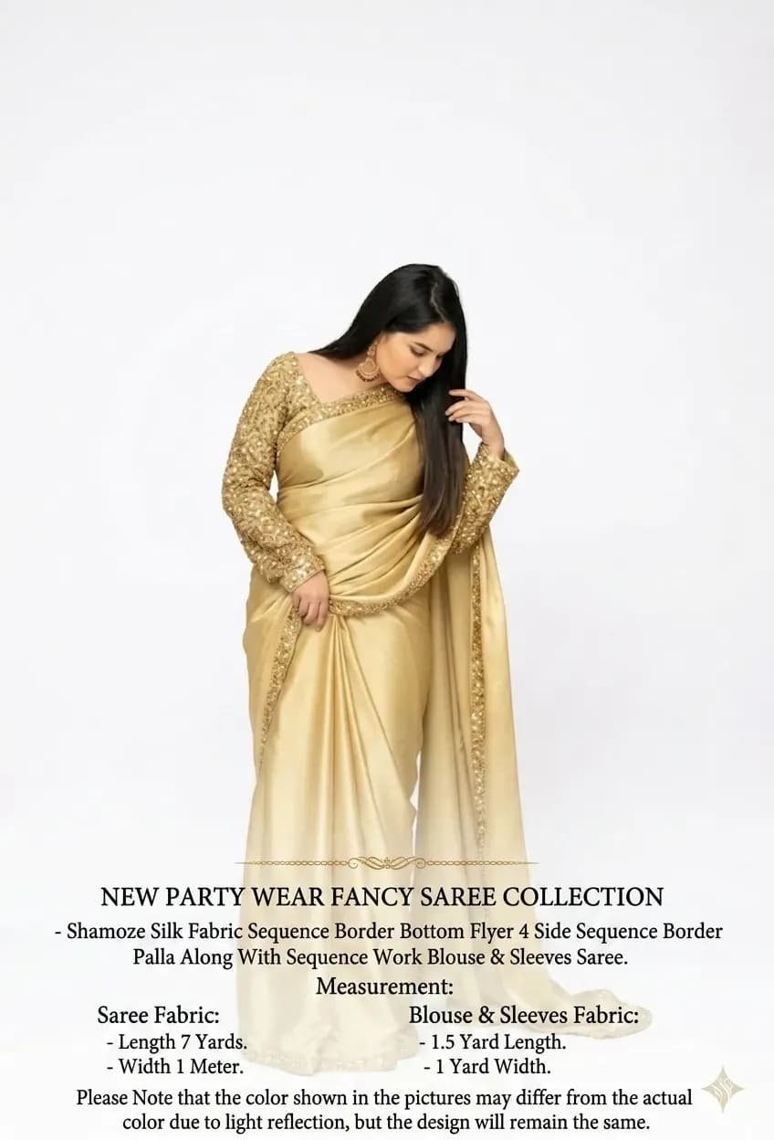 Shamoze Silk Sequence Border Saree Set 7 Yard Length