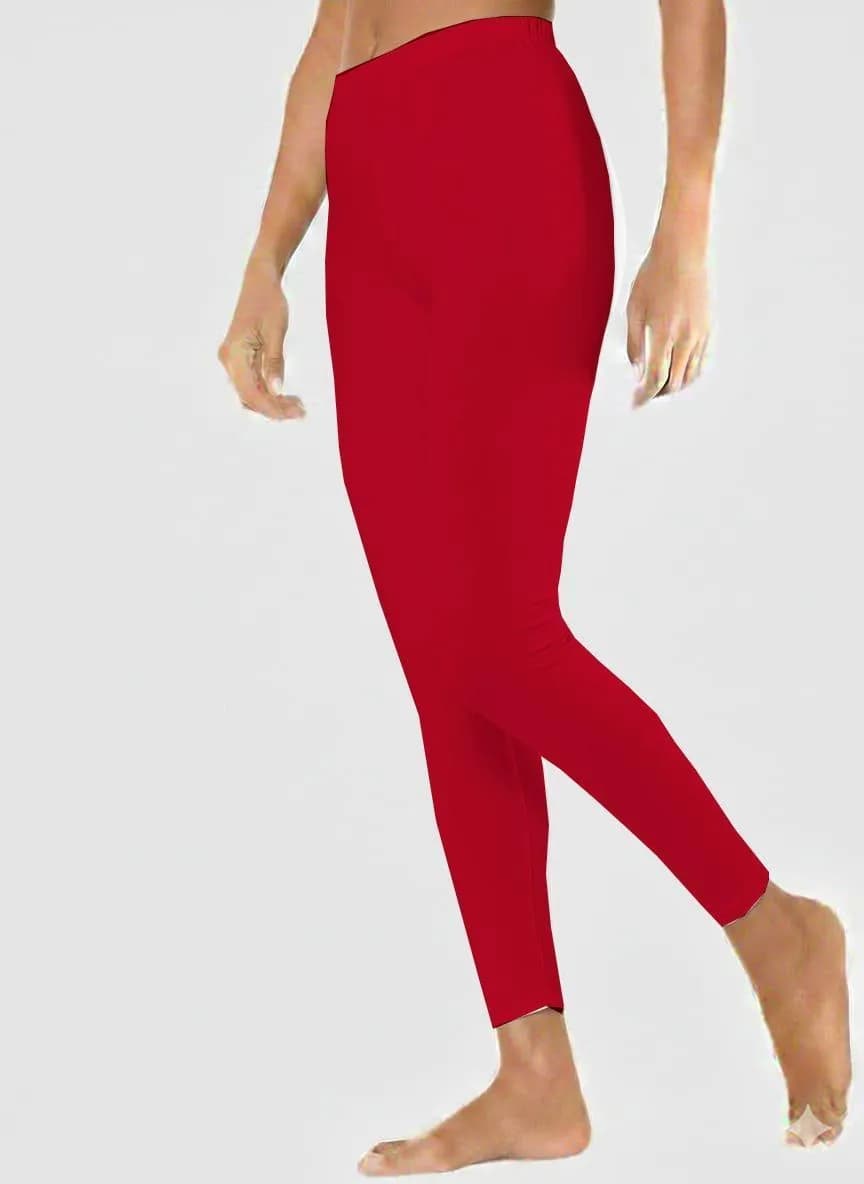 Red Jersey Thermal Tights Slim Fit Lightweight