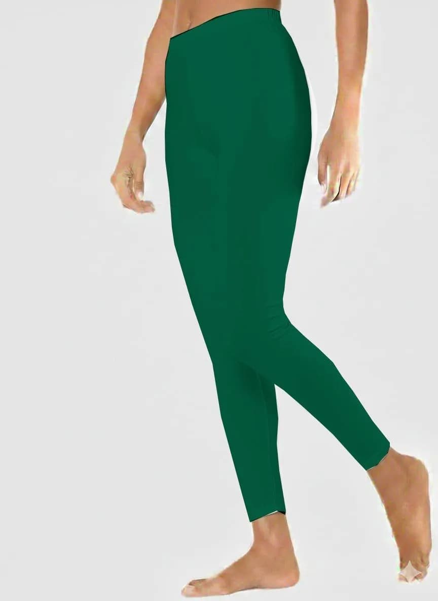 Green Thermal Tights for Women, Premium Cotton Jersey, Lightweight & Breathable
