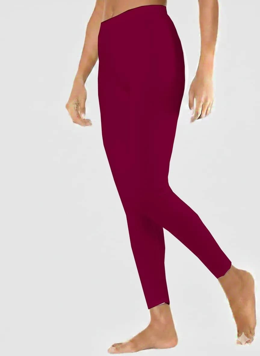 Maroon Thermal Tights Cotton Jersey Fitted Slim