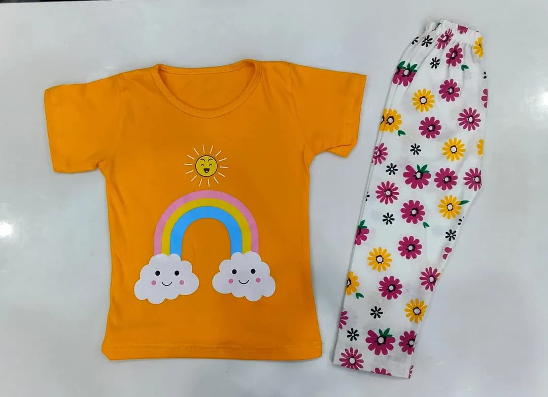 Kids Night Suit Dreamy Dots Cotton Yellow 1-10Yrs