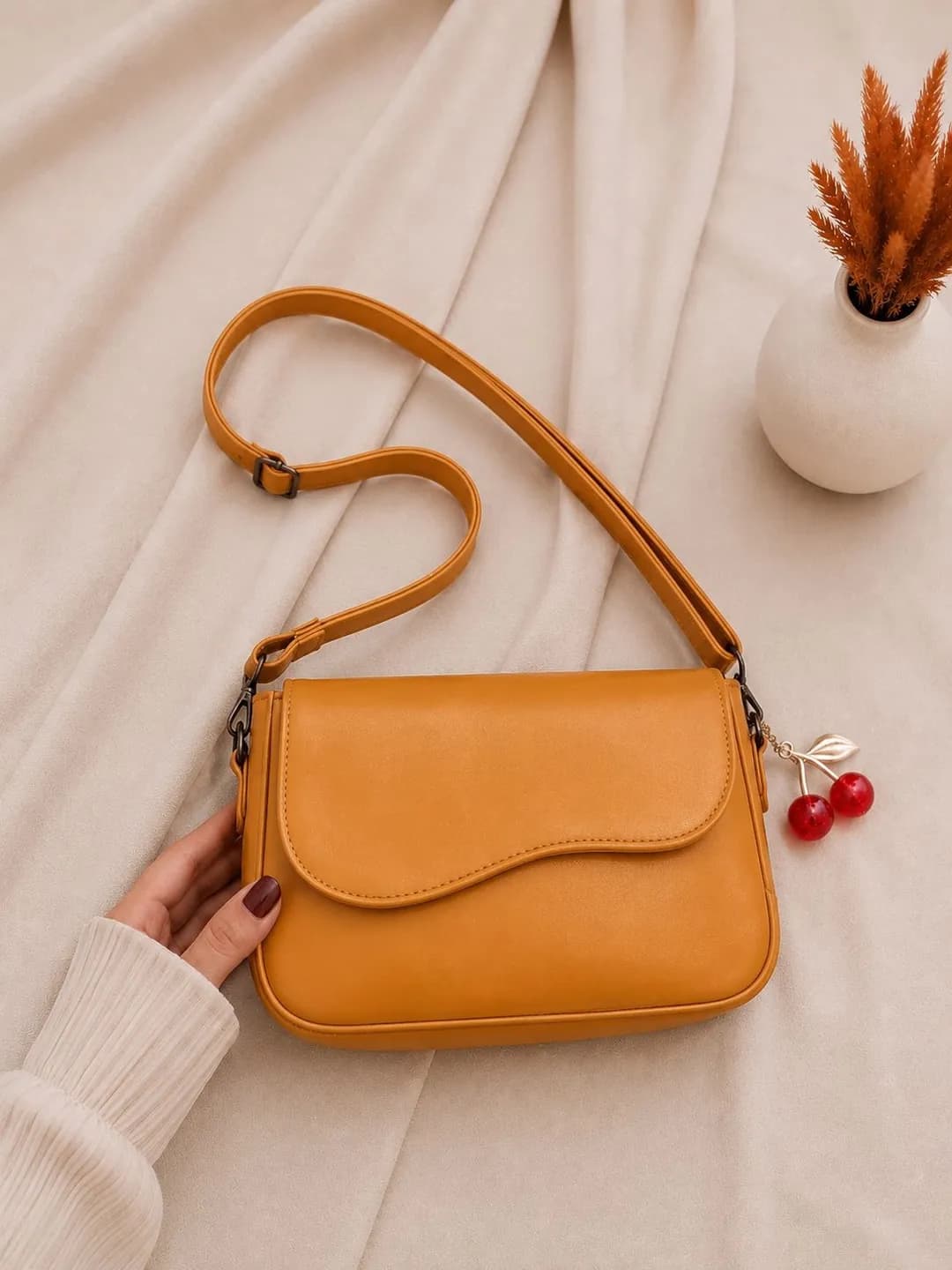 Girl's PU Leather Plain Shoulder Bag