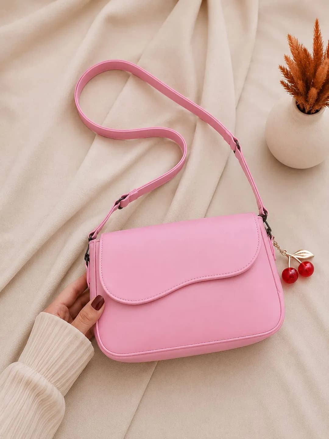 Girl's PU Leather Plain Shoulder Bag