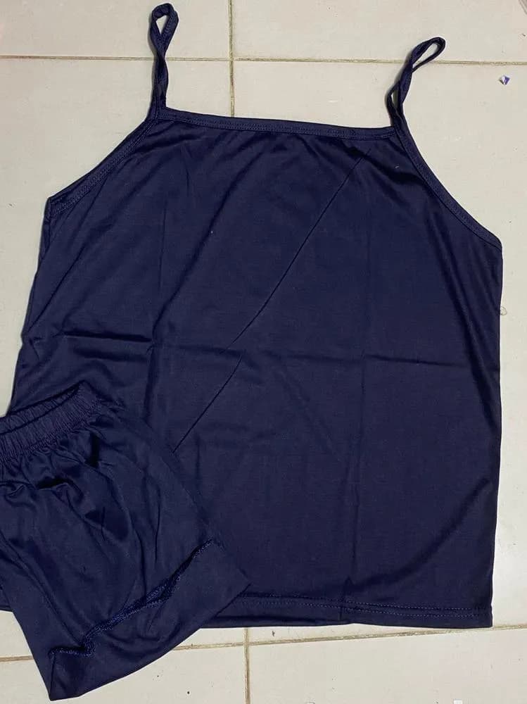 Women Navy Blue Jersey Nightwear Set with Shorts