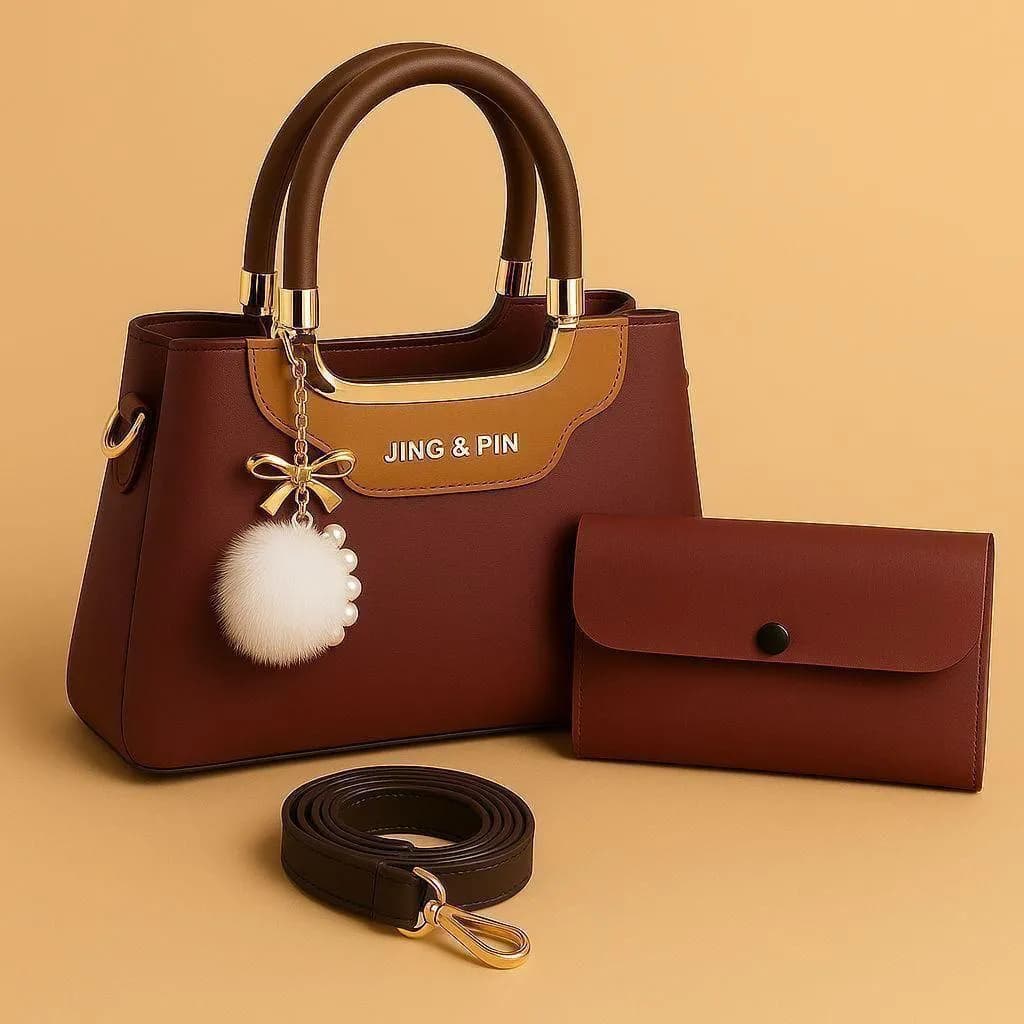 Maroon Leather Shoulder Bag with Detachable Strap & Card Holder