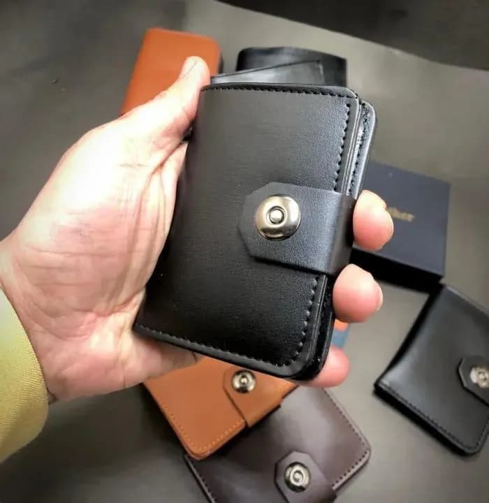 Kids Leather Wallet 8" Black Brown Mustard Cardholder