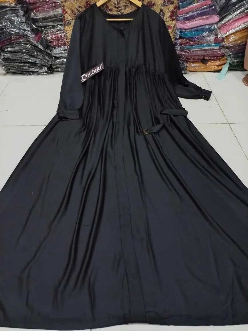 Black Georgette Full Abaya with Front Zip & Side Pockets