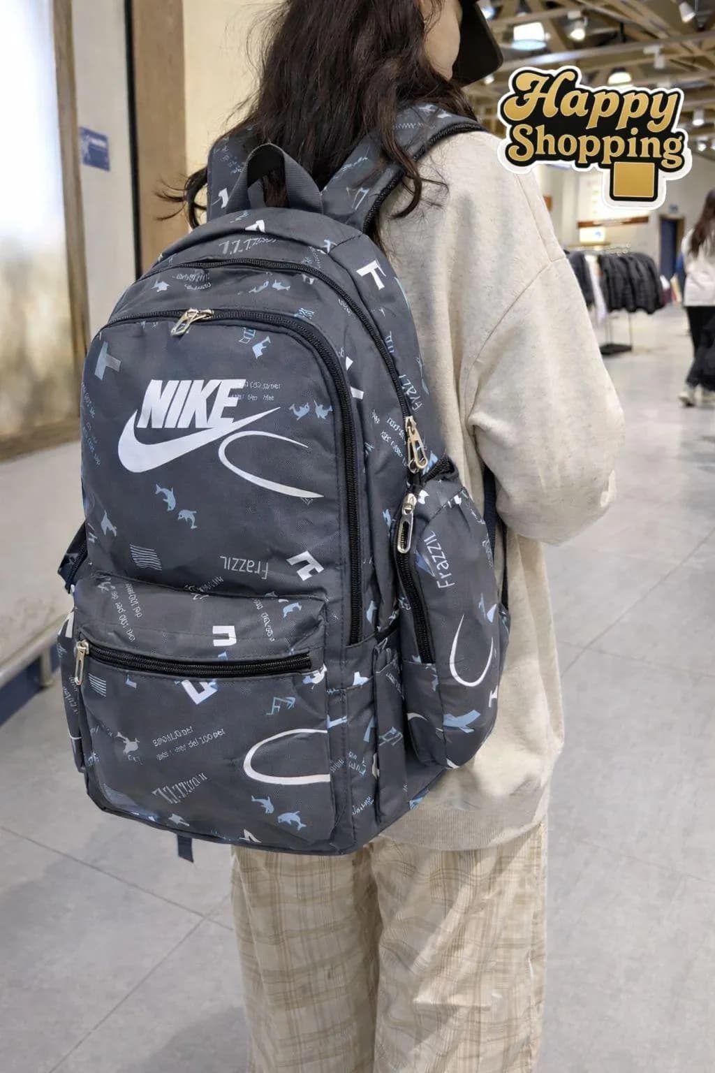 Nike Printed Grey Backpack Set for Students & Professionals