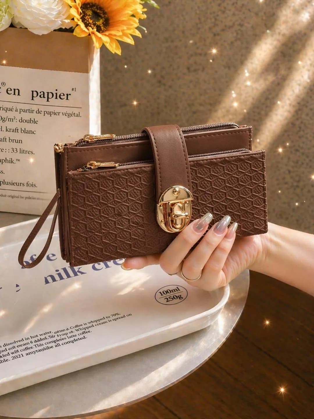 Women PU Leather Crossbody Bag 8 Inch Front Lock
