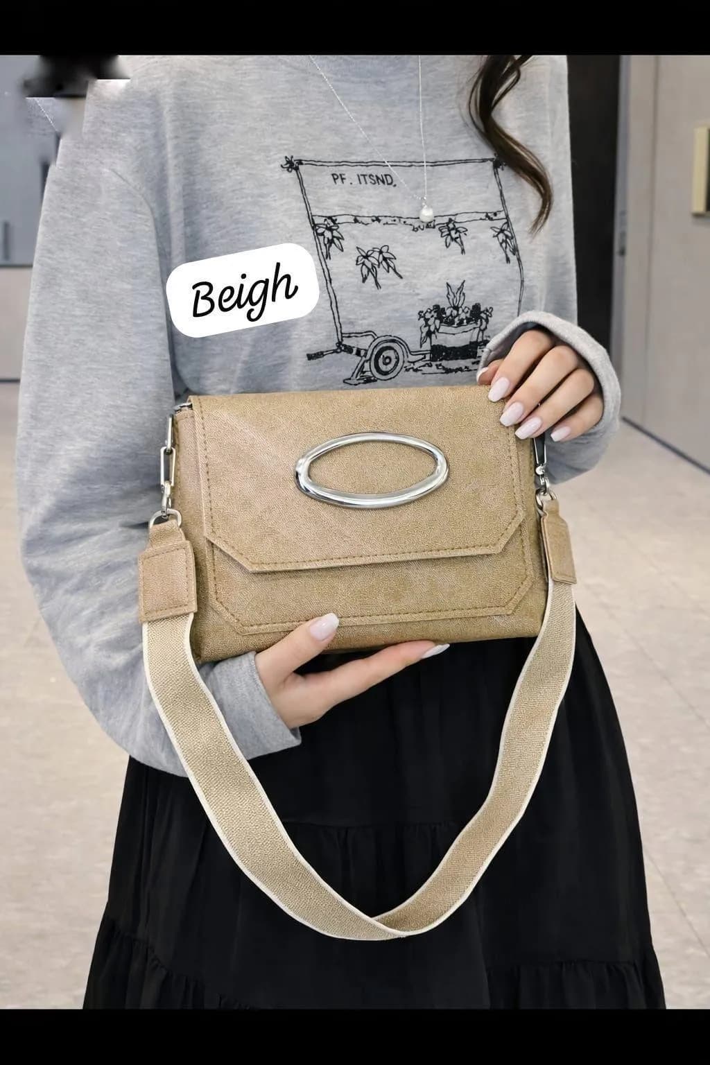Brown Medium Crossbody Bag with Front Flap & Digital Strap
