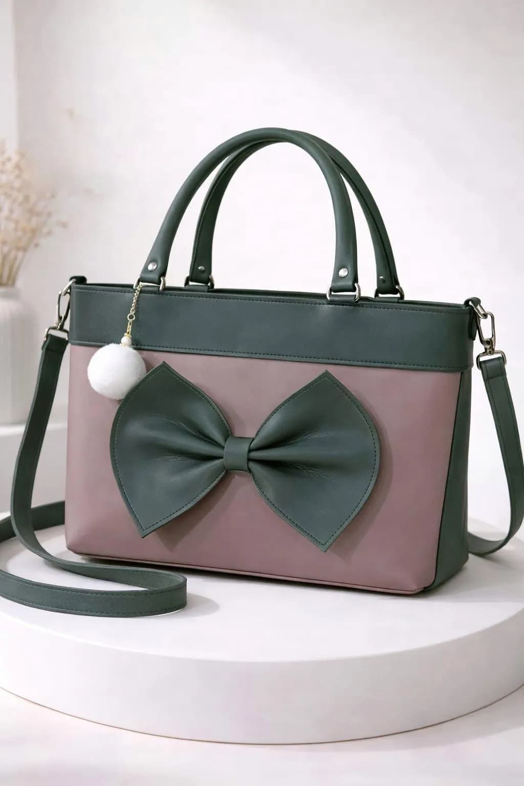 Stylish Blue Bow Shoulder Bag with Long Belt