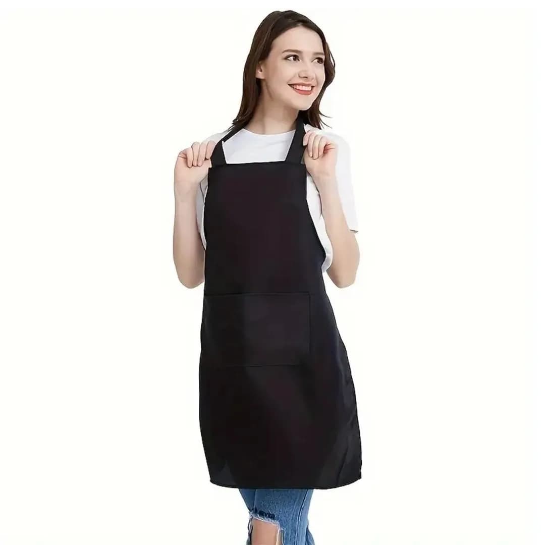 Men Black Plastic Apron 48x32" Kitchen Cooking Use