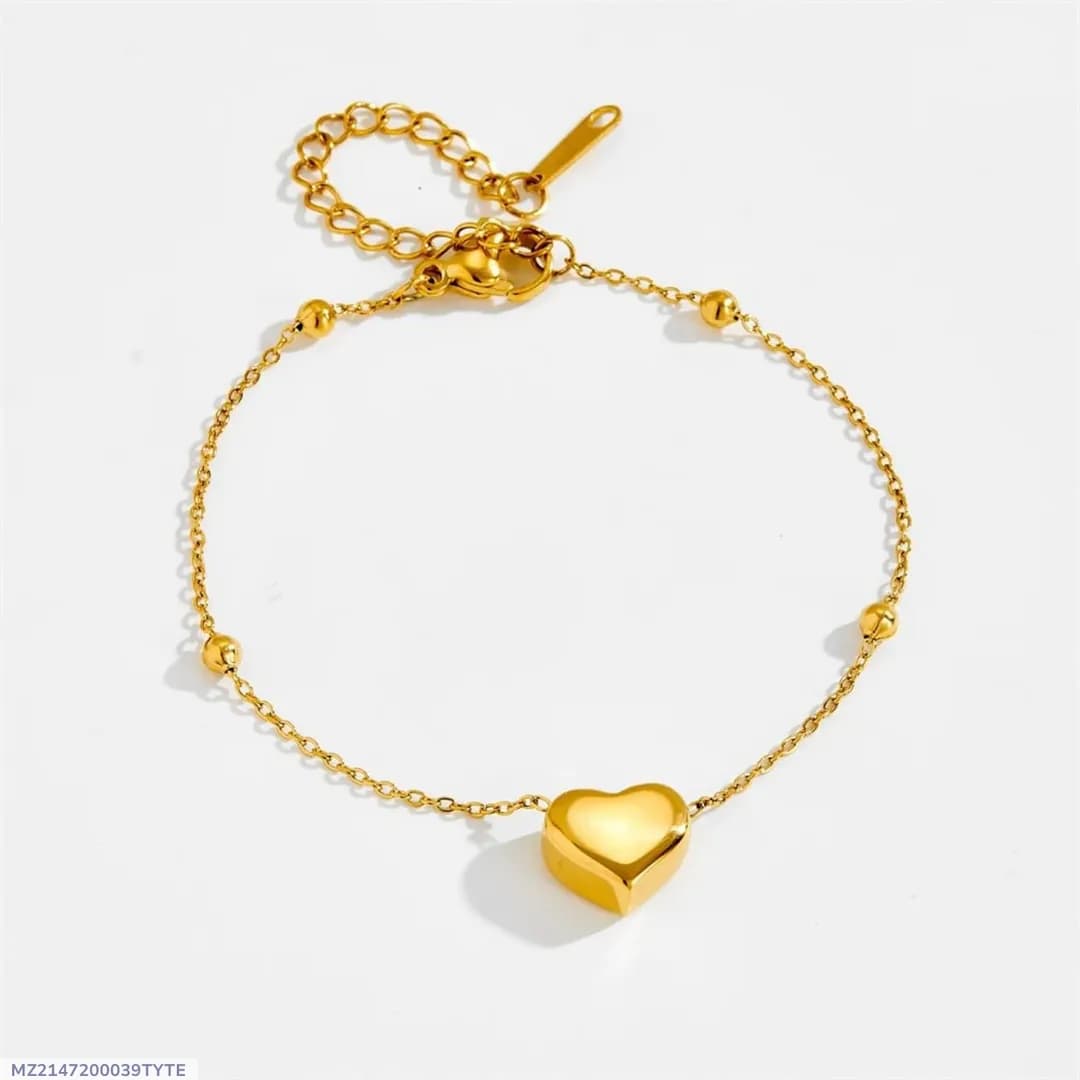 Golden Heart Chain Bracelet for Women Adjustable
