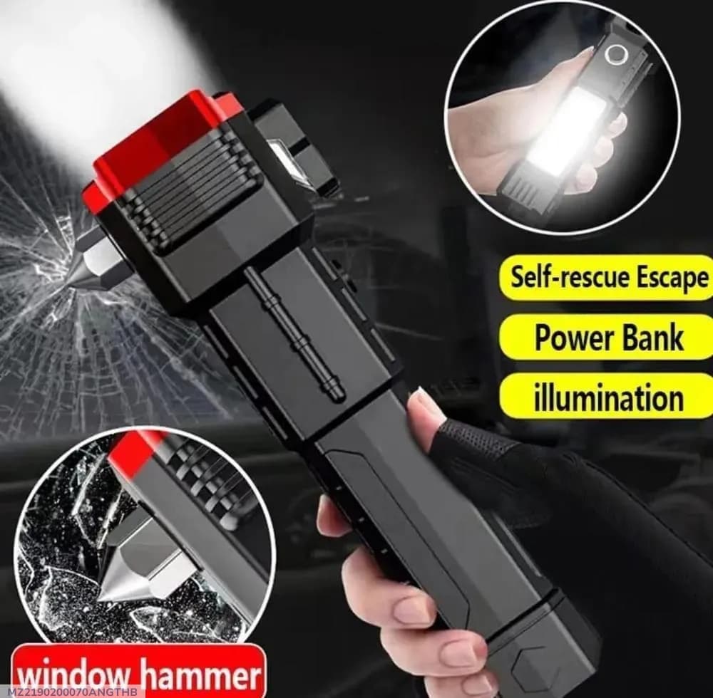 Rechargeable LED Flashlight with Window Hammer Black