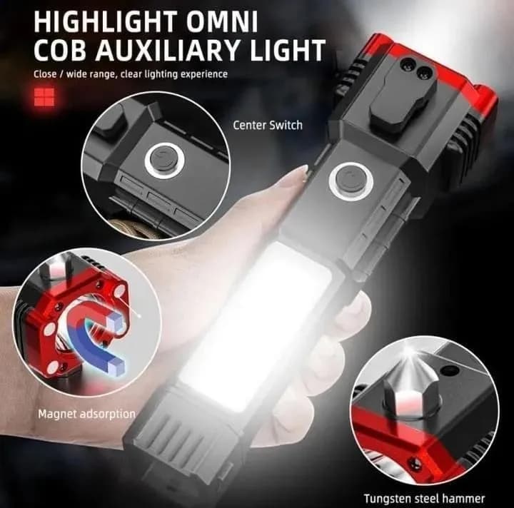Rechargeable LED Flashlight with Window Hammer Black