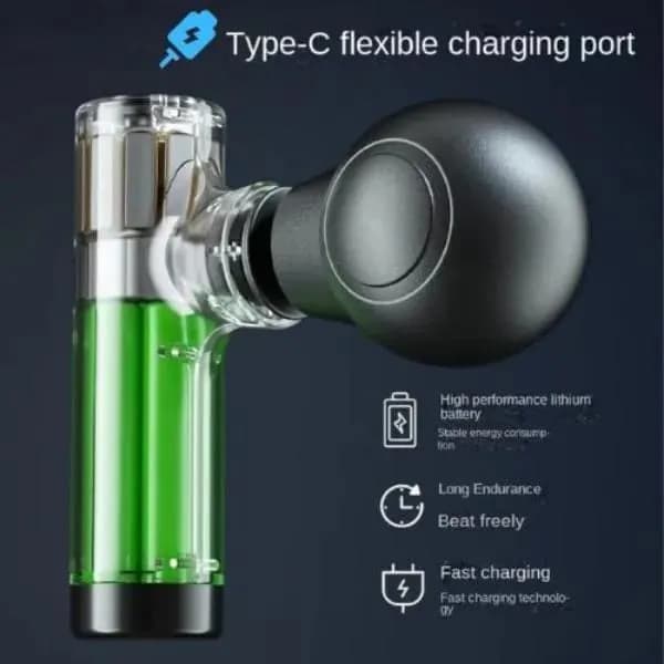 Rechargeable Mini Massage Gun Black ABS
