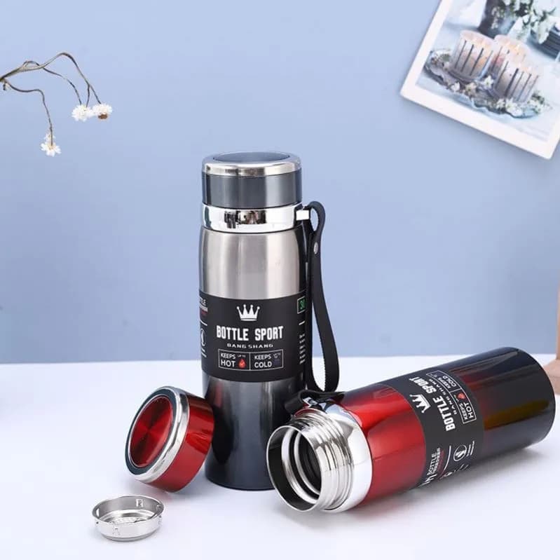Stainless Steel 50ml Travel Water Bottle Black Red