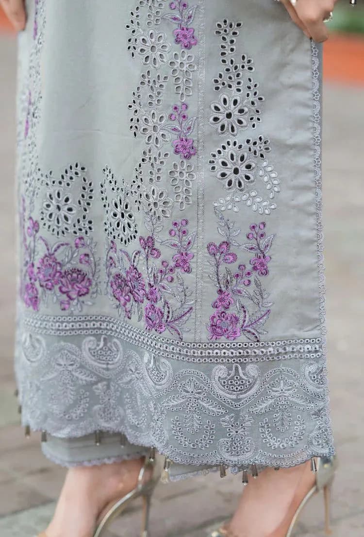 Women's 3-Piece Chikankari Lawn Suit Grey